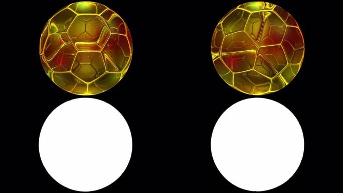 玻璃足球4k循环金属球质感球反射