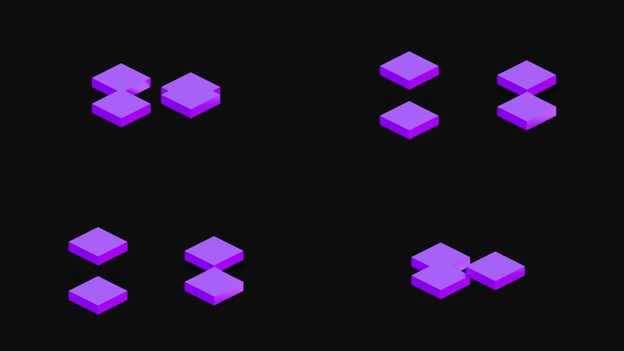 几何背景的立方体抽象3d渲染，运动设计。无缝循环动画。