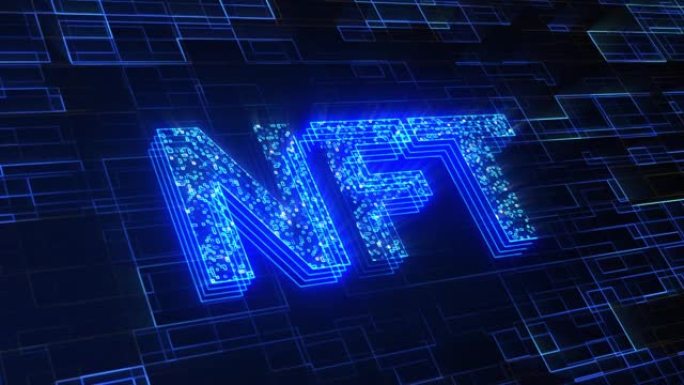 NFT，非可替代令牌，数字艺术，比特币区块链加密货币概念，未来创新背景动画，采矿，Eterium，A