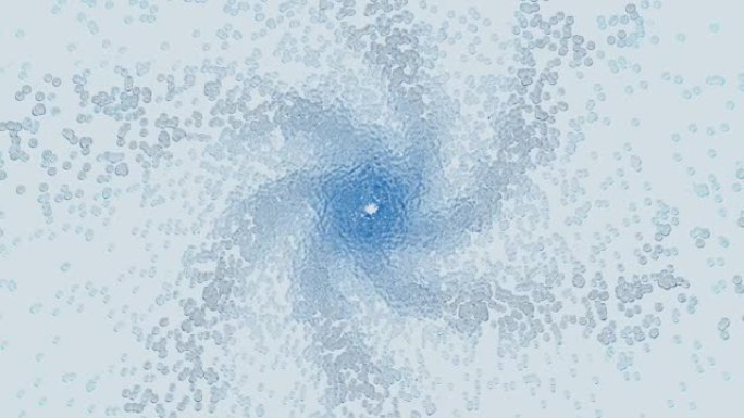 飞溅水波，白色背景视频4k上蓝色水的旋转射流
