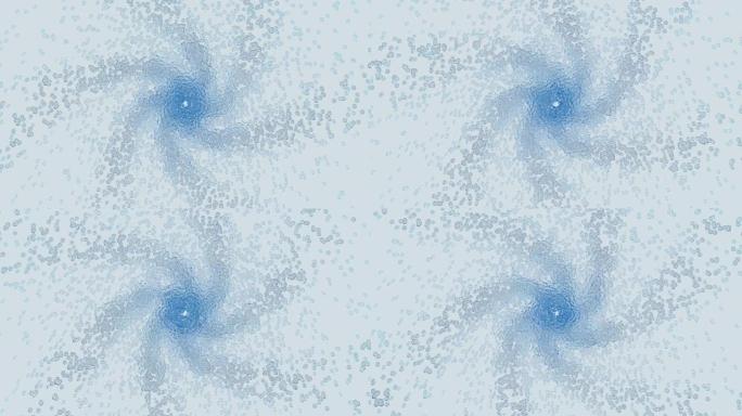 飞溅水波，白色背景视频4k上蓝色水的旋转射流