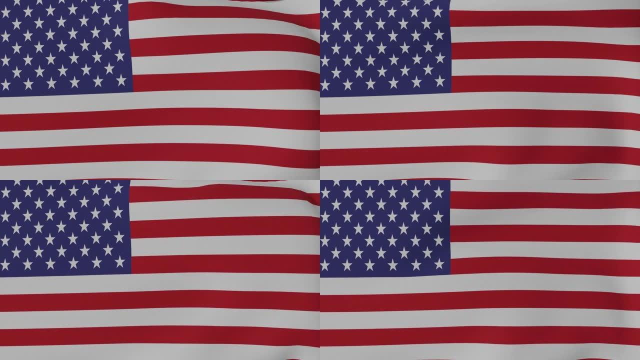 国旗在风中的3D渲染-美国