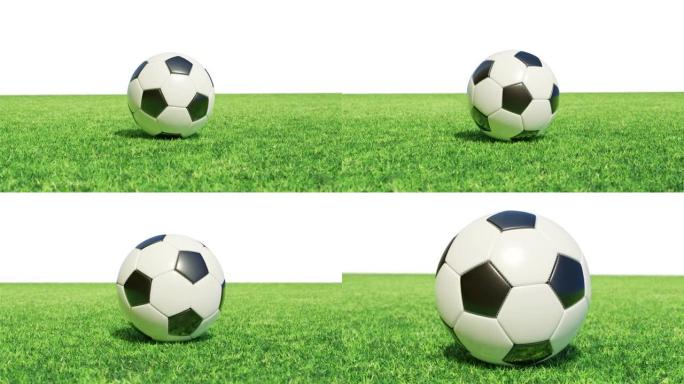 逼真的足球。足球概念。3d循环动画