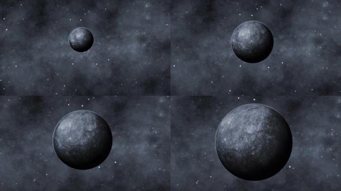 在银河系中的3d水星现实行星中旋转观看变焦