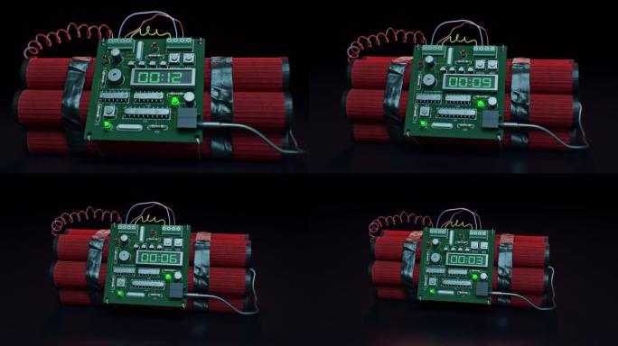 带数字计时器倒计时的炸药炸弹-15秒长