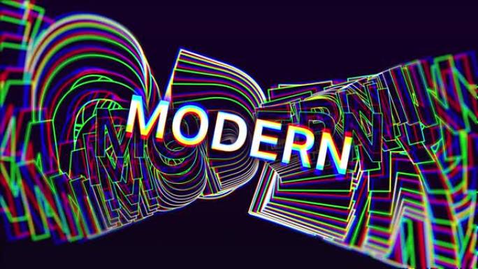 紫色背景下的单词modern的4k视频股票视频