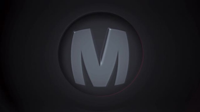M.字母m在圆形过渡中动态显示，中间缩放。循环4k