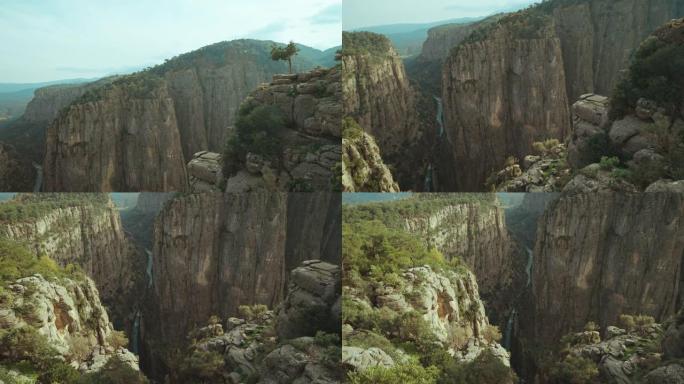 土耳其美丽、深邃、巨大、令人惊叹的塔兹峡谷全景，电影镜头自然景观。自然奇迹，山谷景观，森林和树木，地