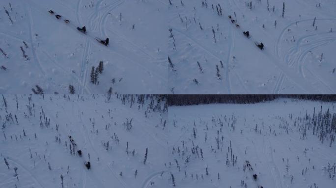 阿拉斯加深冬的鸟瞰图