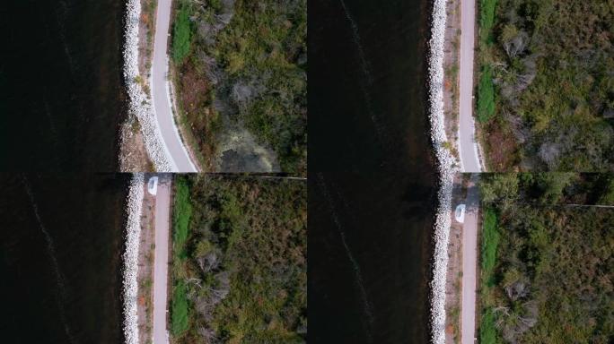 沿着马斯基根湖的海岸线追踪自行车道。