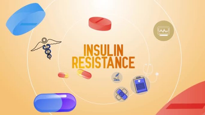 胰岛素抵抗错字健康信息图标动画背景4K
