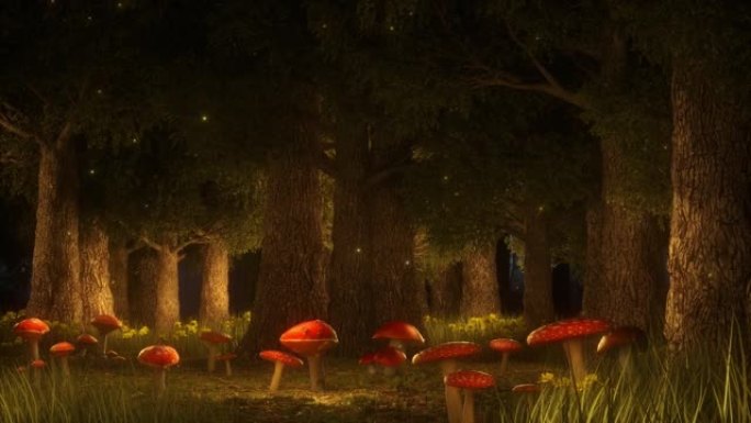 红菇的魔法森林-自然景观环背景