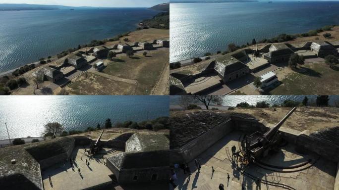 土耳其海滨Mecidiye堡垒的鸟瞰图