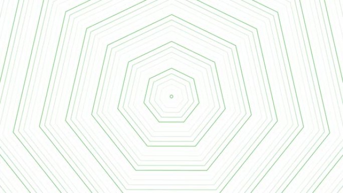 绿色大胆纤细自旋七边形星星简单的平面几何在白色背景循环。星空七边形旋转无线电波无尽的创意动画。旋转星