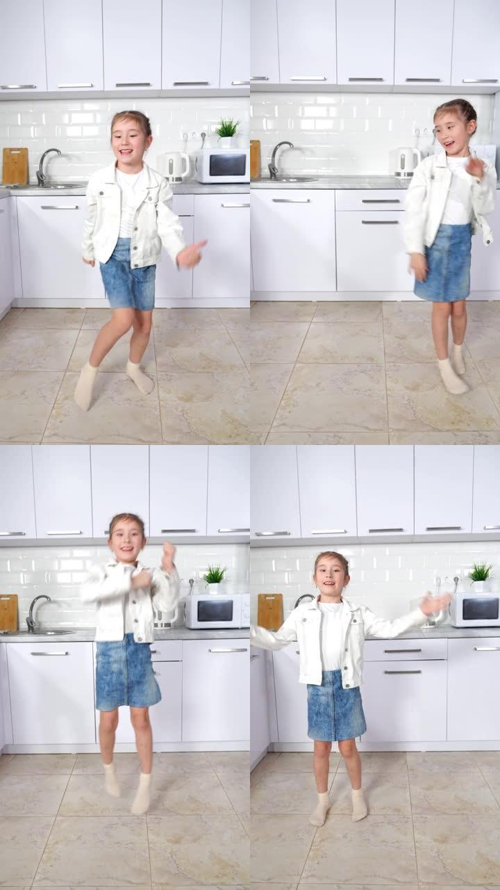 初中女生喜欢跳舞，并在厨房表演动作