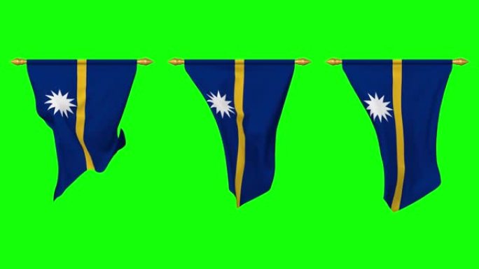 瑙鲁挂旗在风中飘扬，3D渲染，色度键，Luma配偶选择
