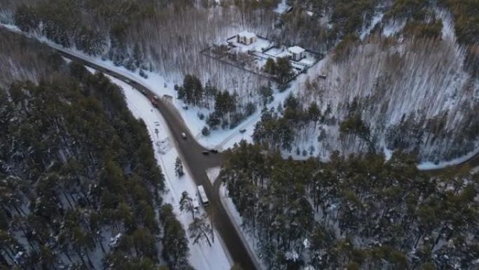 高速公路视图雪林雪景冰天冰山