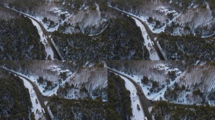 高速公路视图雪林雪景冰天冰山