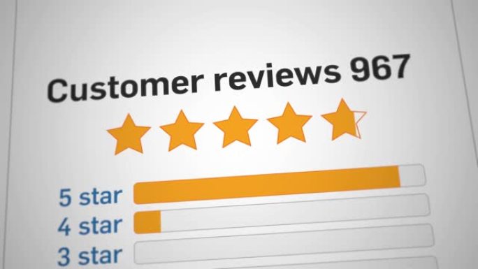 网页上关于客户服务，产品评论或质量评级的积极反馈。从1到5星，数字计数器和得分。