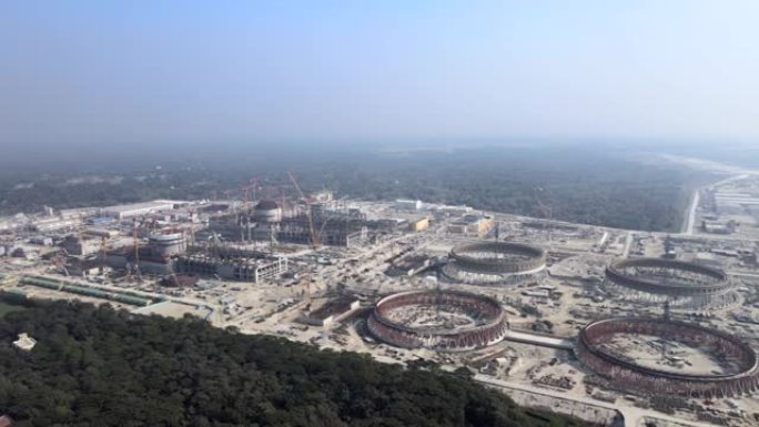 孟加拉国Rooppur核电厂Ishwardi建筑工地的鸟瞰图
