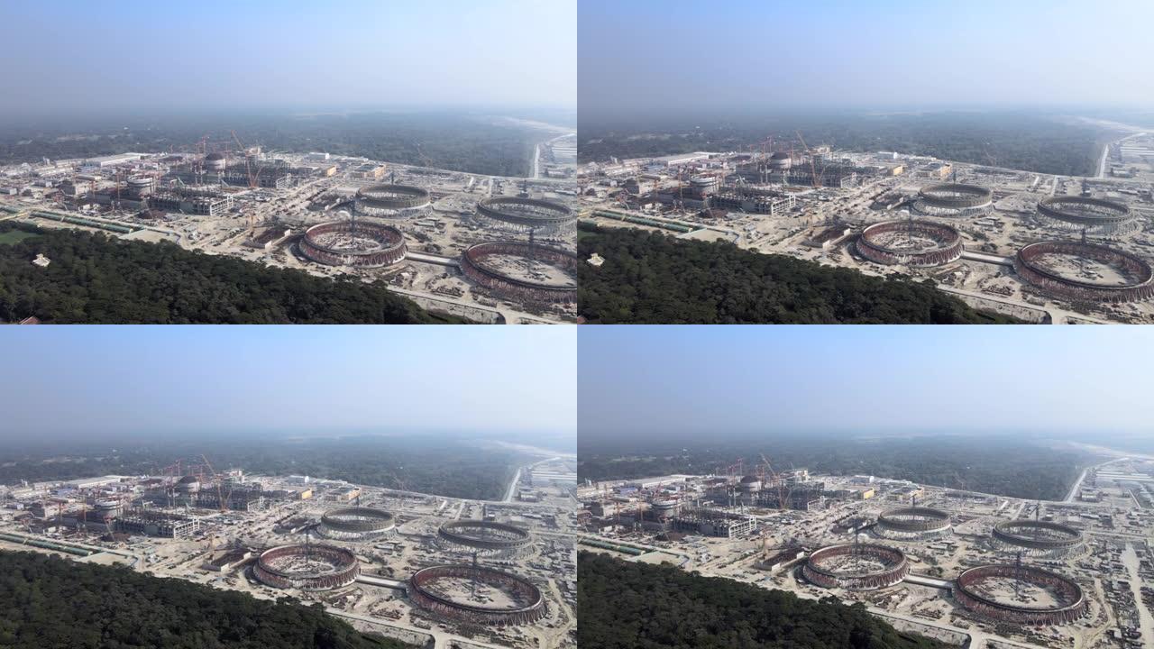 孟加拉国Rooppur核电厂Ishwardi建筑工地的鸟瞰图