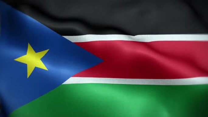 4K纹理的旗帜南苏丹动画股票视频-南苏丹国旗在循环中挥舞-高度详细的南苏丹国旗股票视频