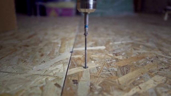 拧和拧下螺丝。建设和改造，有选择的重点。木制覆盖物的紧固件。房间的化妆品修理，钻头，螺丝刀
