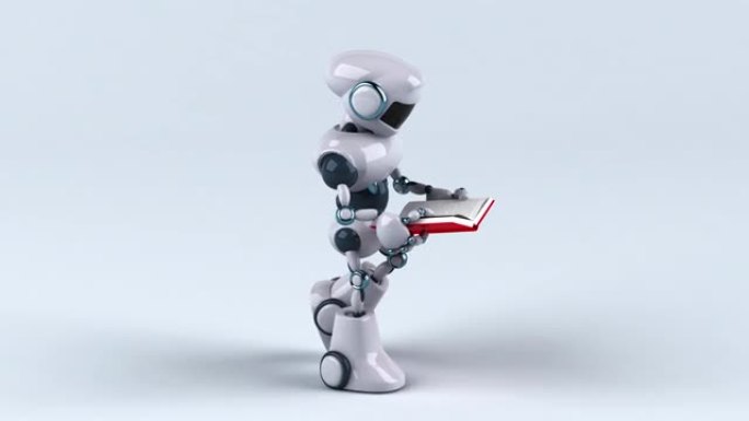有趣的3D机器人走路和看书