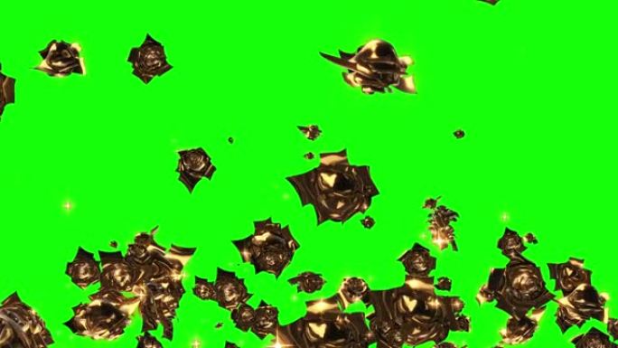 金色玫瑰粒子循环动画绿屏