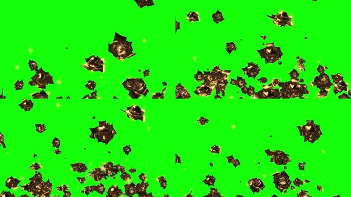 金色玫瑰粒子循环动画绿屏