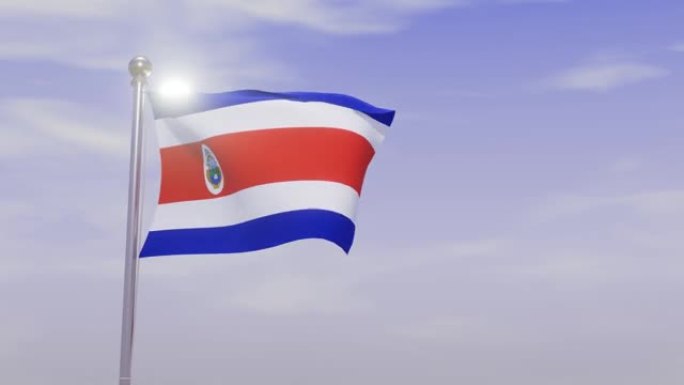 动画国旗与天空和风-哥斯达黎加