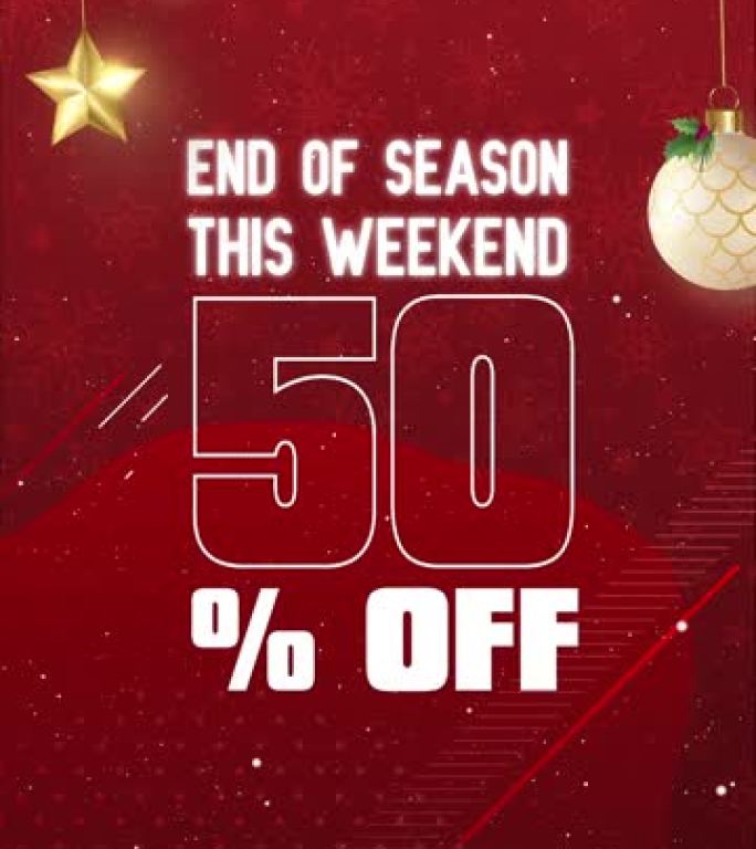 圣诞版季末本周末50% 折扣垂直动画