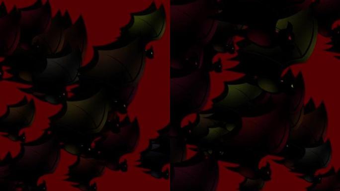 万圣节蝙蝠-无缝万圣节蝙蝠图案动画-蝙蝠在人群中飞行-万圣节蝙蝠-万圣节概念-蝙蝠向上拍打翅膀-可循