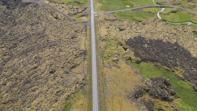在冰岛展现了一条充满戏剧性自然景观的无尽之路。空中倾斜