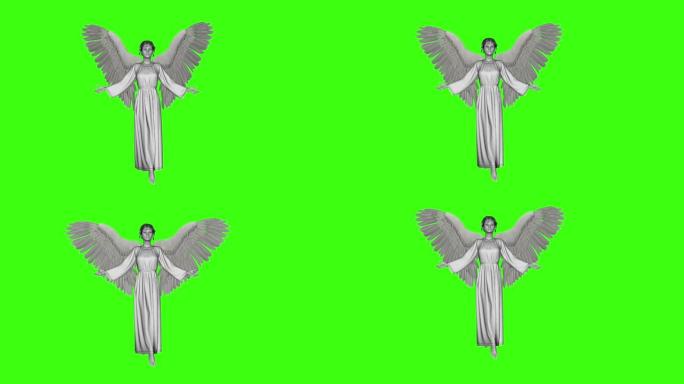 天使举起双臂向天堂，男性，动画，绿屏