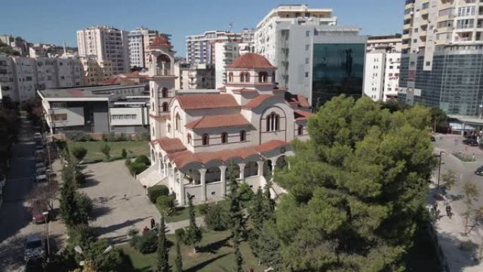 阿尔巴尼亚杜勒斯的空中轨道Kisha东正教基督教教堂
