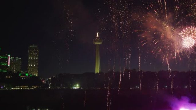 尼亚加拉瀑布烟花夜景