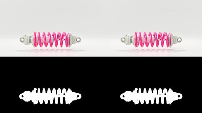粉色减震器。白色背景上的动画无缝循环和阿尔法通道。