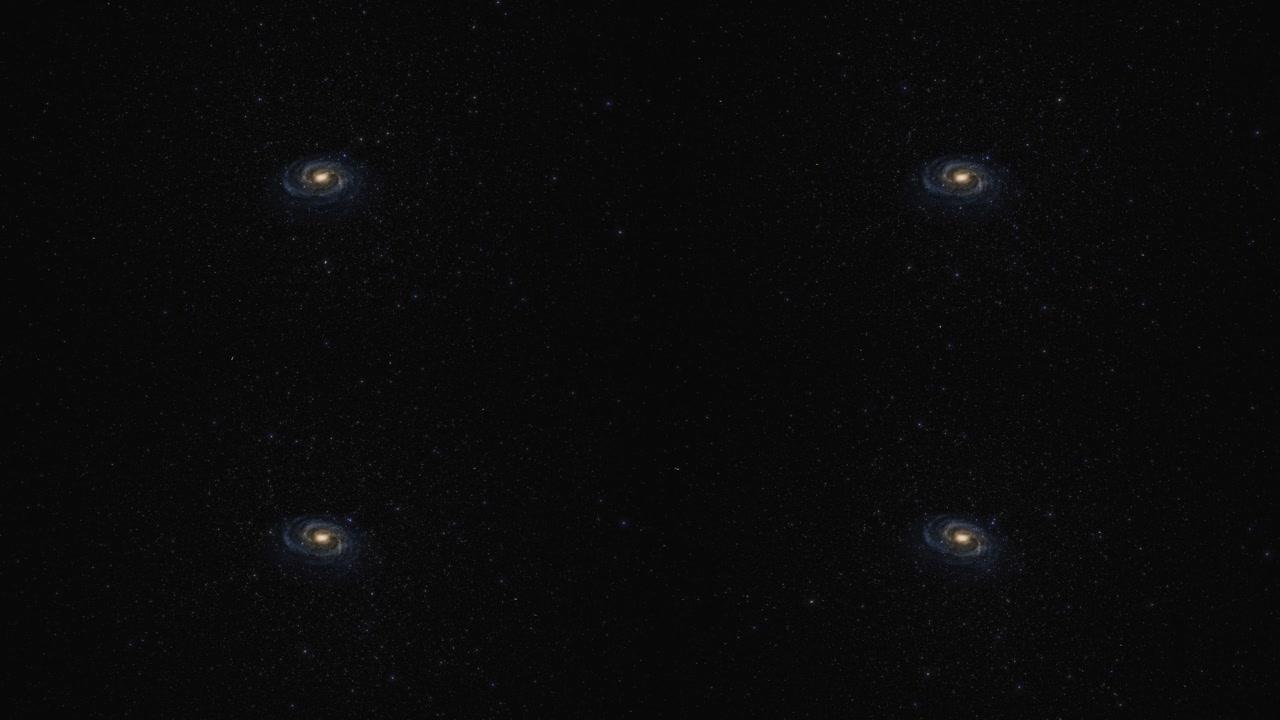 星舰在太空中以靠近银河系中心的利格速度飞行。仙女座星系有数十亿颗恒星。高度详细的4k银河电影模型和星