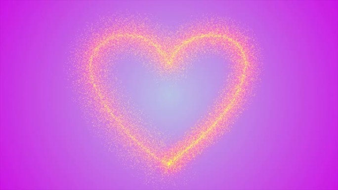 4K，粒子心脏闪闪发光。金色闪光颗粒背景。2月14日情人节-假期。爱情，情感，心形，关系，情侣，庆祝
