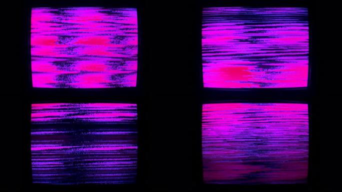 合成波白噪声旧电视屏幕静态条纹颗粒波线纹理垃圾模式模拟视频背景无信号干扰录像机复古毛刺失真电视环路6