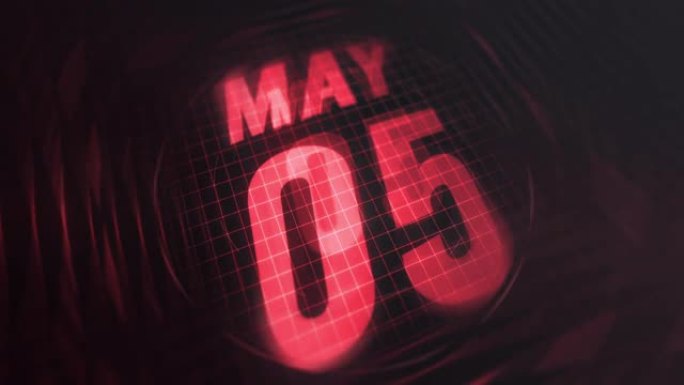 3d运动图形中的5月5日。未来的红外日历和科技发光霓虹灯拍摄，发光二极管纪念等。4k in循环