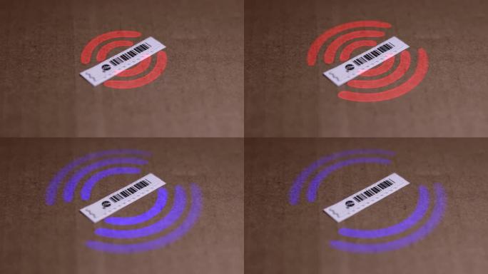 与电子阅读器动画通信的RFID标签。4k中的两种颜色样式