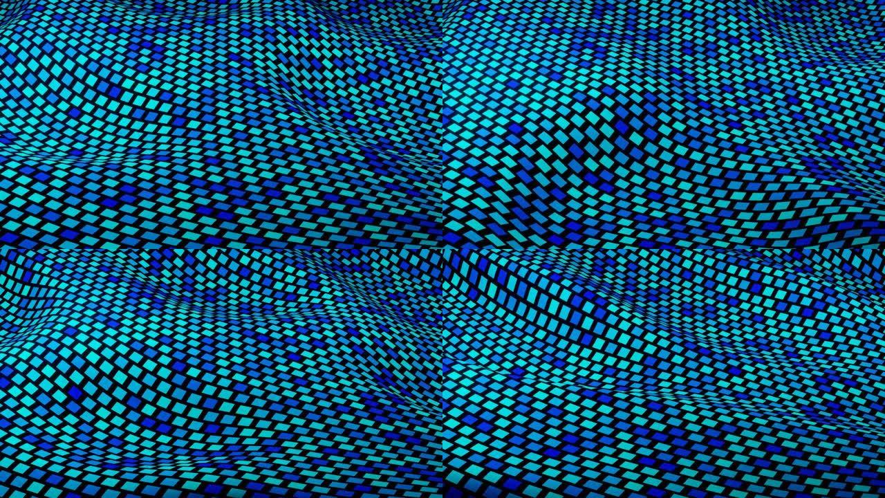 抽象波浪方形图案3D动画背景