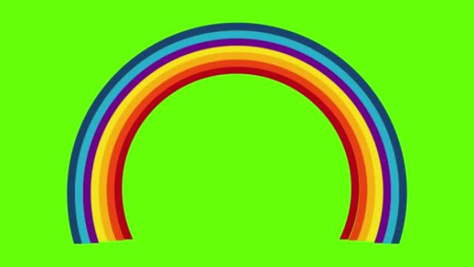 明亮的绿色背景中的彩虹拱门图标