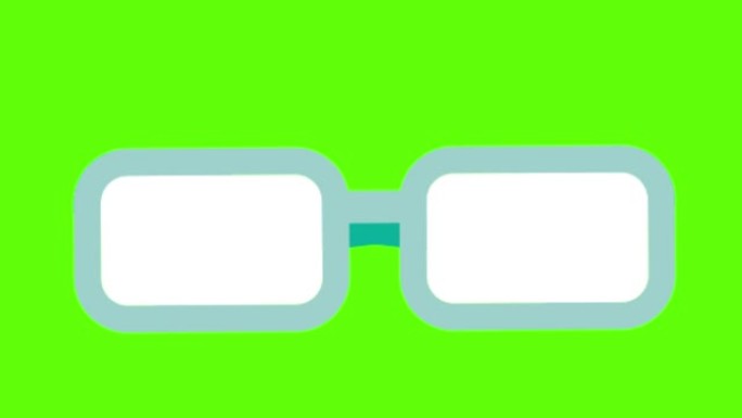 3d眼镜在绿屏背景上的动画