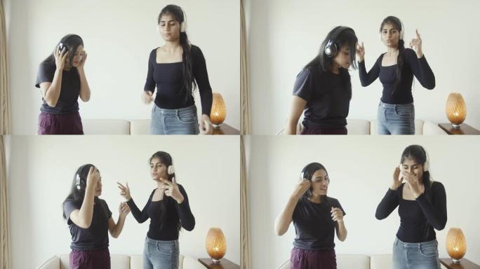 南亚女性喜欢在4k公寓里用耳机听的音乐