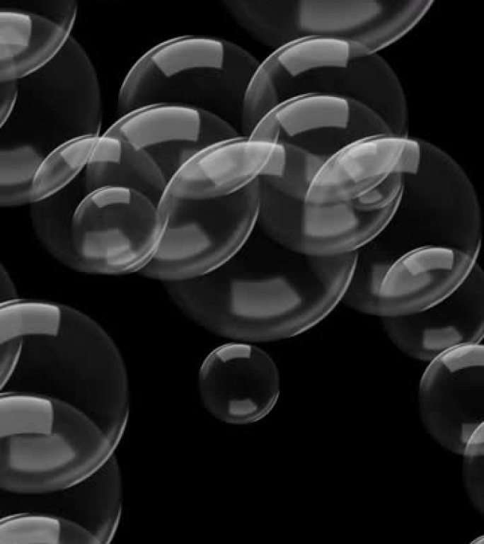 彩色浮动气泡是用无尽循环制作的-气泡 (可循环)-黑色背景上的气泡-黑色背景上的肥皂泡-黑色背景上的