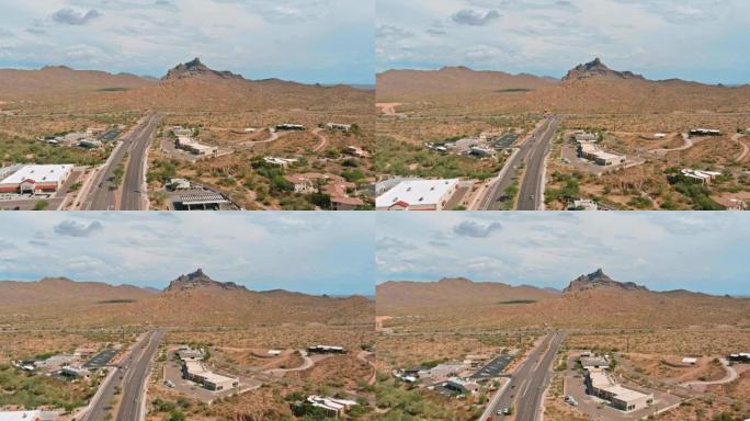 单户住宅的鸟瞰图，这是美国亚利桑那州喷泉山附近山区沙漠的居民区