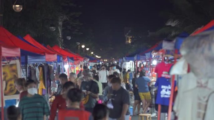 老挝琅勃拉邦夜市步行街